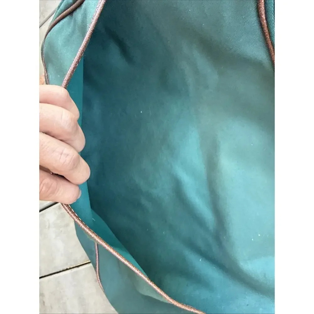 ⁠Vintage Polo Ralph Lauren Green Canvas Travel Duffle Shoulder Messenger Bag 90s